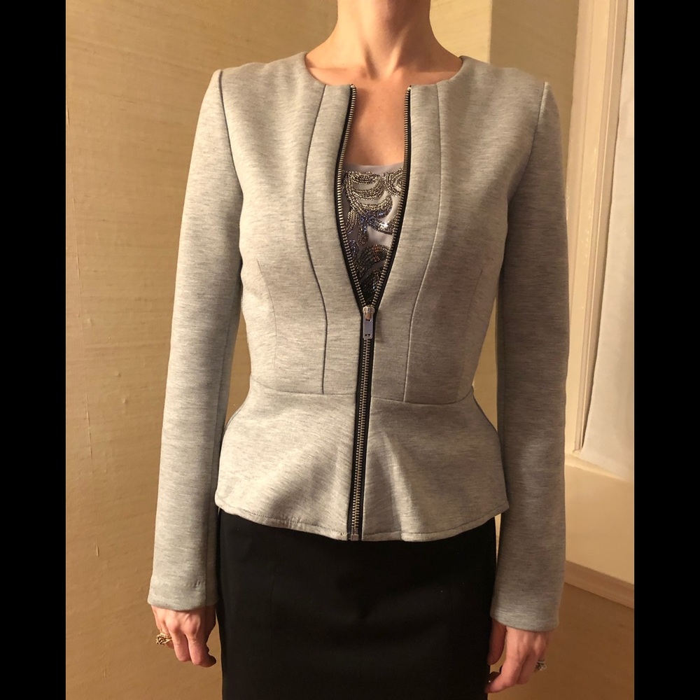 H&M peplum zip-up blazer